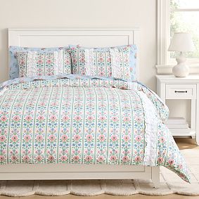 Hill House Home Floral Block Stripe Duvet Cover