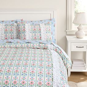 Hill House Home Floral Block Stripe Duvet Cover