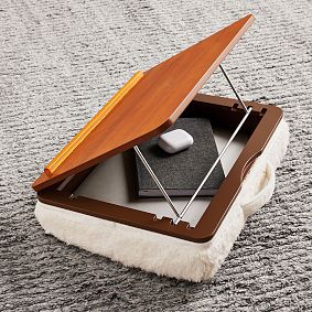 Adjustable Cozy Sherpa Lapdesk with Storage-Ivory