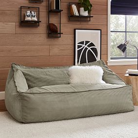 Corduroy Dusty Olive Double Modern Bean Bag Lounger