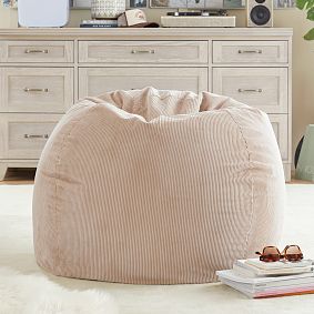 Large Corduroy Latte Bean Bag Chair Slipcover Only