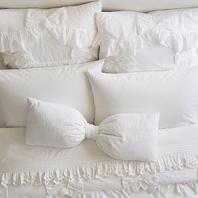 LoveShackFancy Ruffle Bow Euro Pillow Cover