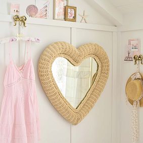 LoveShackFancy Heart Rattan Mirror (30")