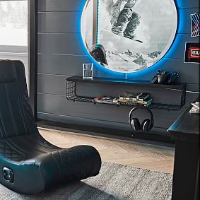 Metal Grid Shelf with Hooks (36")