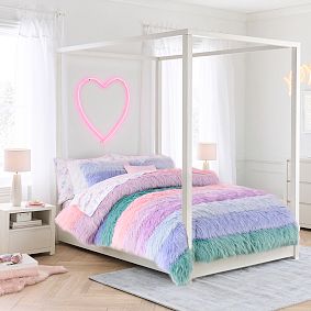 Rainbow Jumbo Faux-Fur Quilt