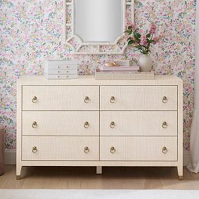 AERIN Raffia 6-Drawer Dresser (56w x 19d")