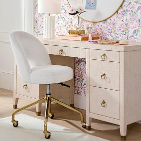 AERIN Raffia Storage Desk (58")