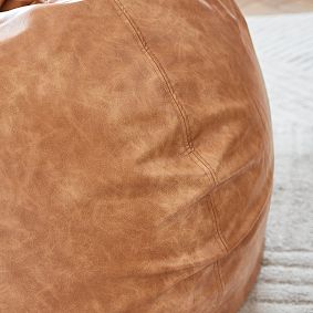 Large Faux Leather Caramel Bean Bag Chair