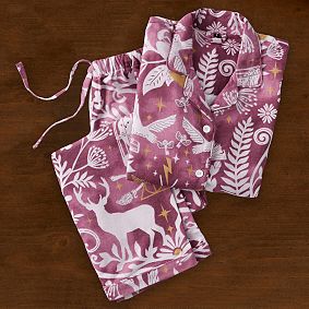 Harry Potter™ Magical Damask Organic Flannel Pajama Set - Burgundy