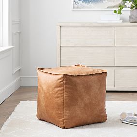 Faux Leather Caramel Modern Bean Bag Lounger Pouf