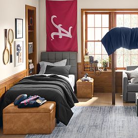 Faux Leather Caramel Rectangular Storage Bench (32")