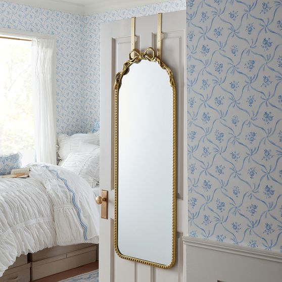 Scallop Rattan Over-the-Door Mirror (17.5"x57")