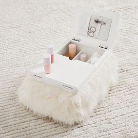 Mani Pedi Feathery Fur Lapdesk-Ivory