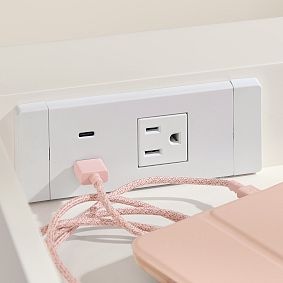 Tall Plug-In Rolling Cart with AC Plug and USB A/C (35")