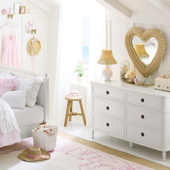 LoveShackFancy Heart Rattan Mirror 30