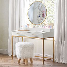 Mongolian Faux Fur Accent Stool