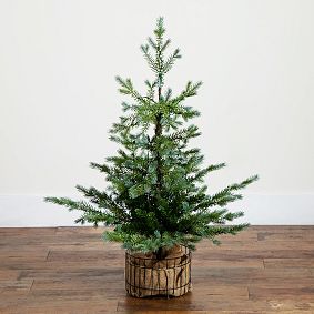 Pre-Lit Christmas Tree in Jute Wire Planter (3 Ft.)