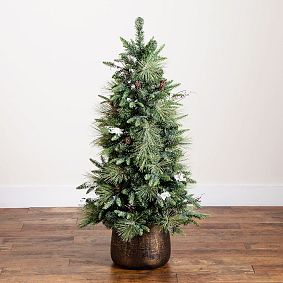 Open Box: Pre-Lit Mixed Pine Christmas Tree with Pinecones (4')