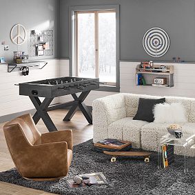 Faux Leather Caramel Lennon Low Swivel Chair