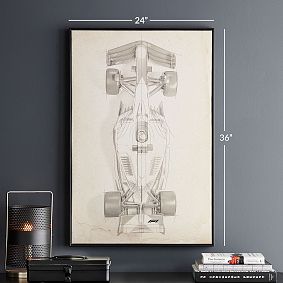 Formula 1&reg; Car Black & White Framed Sketch Art