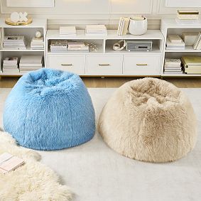 Large Sparkle Faux Fur Glacier Bean Bag Chair Slipcover Only