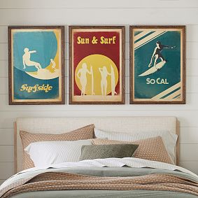 Vintage Framed Surf Posters