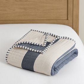 Open Box: Cabana Stripe Bed Blanket, Twin/Twin XL - Navy