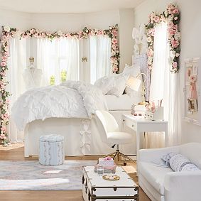 LoveShackFancy Vaulted Twin XL Bows Bedskirt