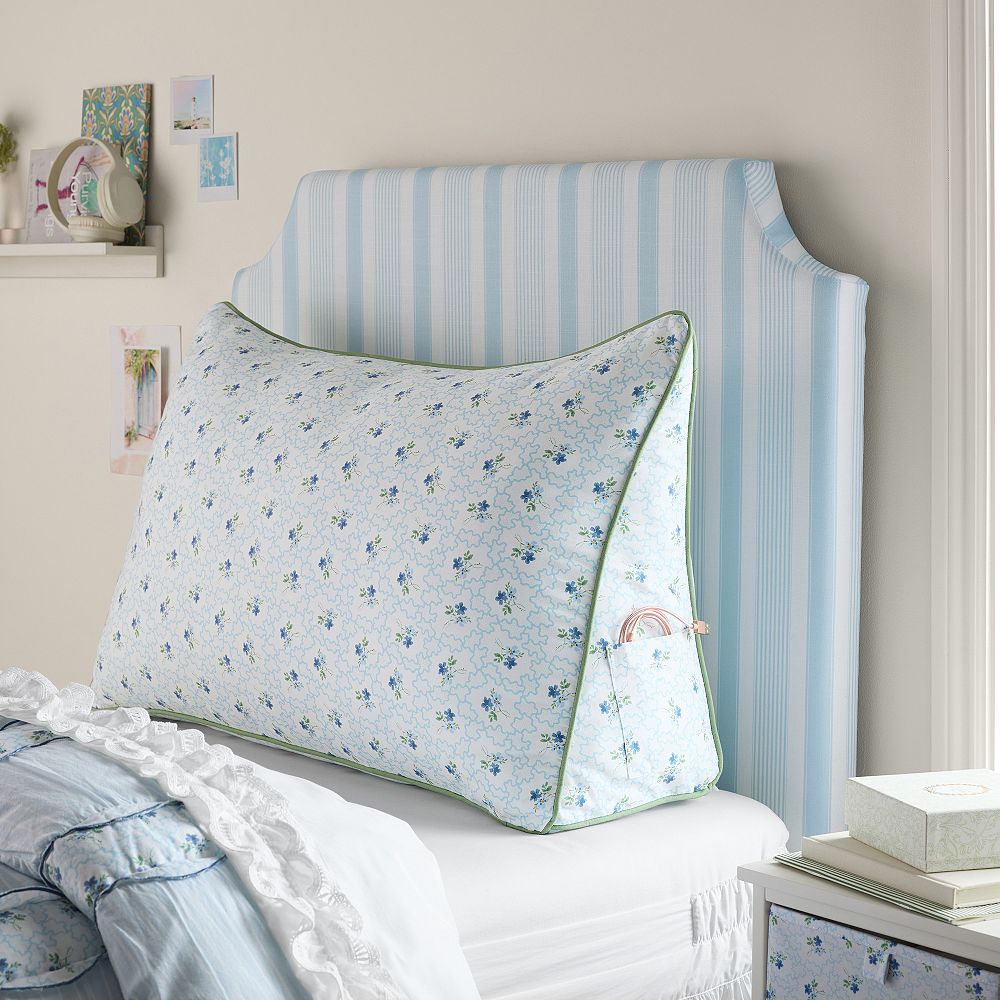 Hill House Home Clematis Scallop Floral Wedge Pillow - Shaped, Blue Blue Clematis