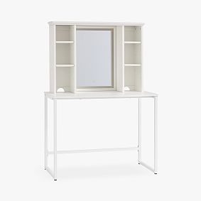 Dorm Light Up Desk Hutch With Mirror (36.5")