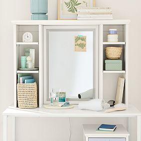 Dorm Light Up Desk Hutch With Mirror (36.5")