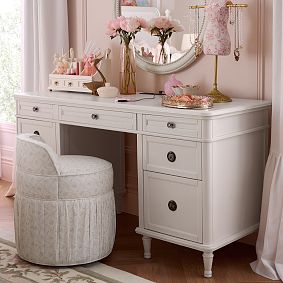 LoveShackFancy Leona Trellis Jacquard Vanity Stool