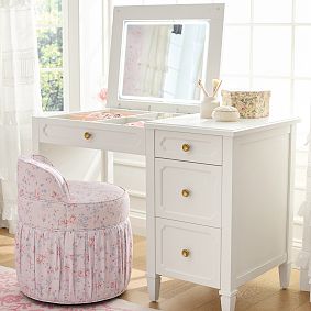 LoveShackFancy Windsor Rose Leona Vanity Stool