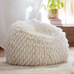 Large Winter Fox Faux Fur Bean Bag Chair