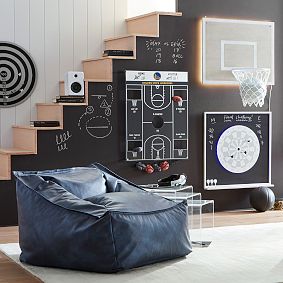 Large Faux Leather Navy Modern Bean Bag Lounger