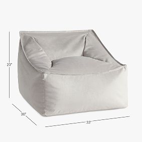 Large Everyday Velvet Light Grey Modern Bean Bag Lounger