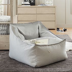 Large Flannel Light Grey Modern Bean Bag Lounger
