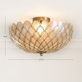 Gold Scallop Capiz Flush Mount (19")