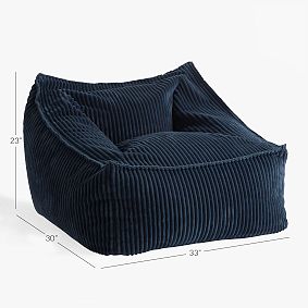 Large Chamois Midnight Blue Modern Bean Bag Lounger