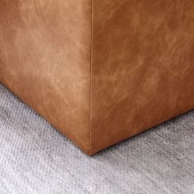 Faux Leather Caramel Rectangular Storage Bench (32")