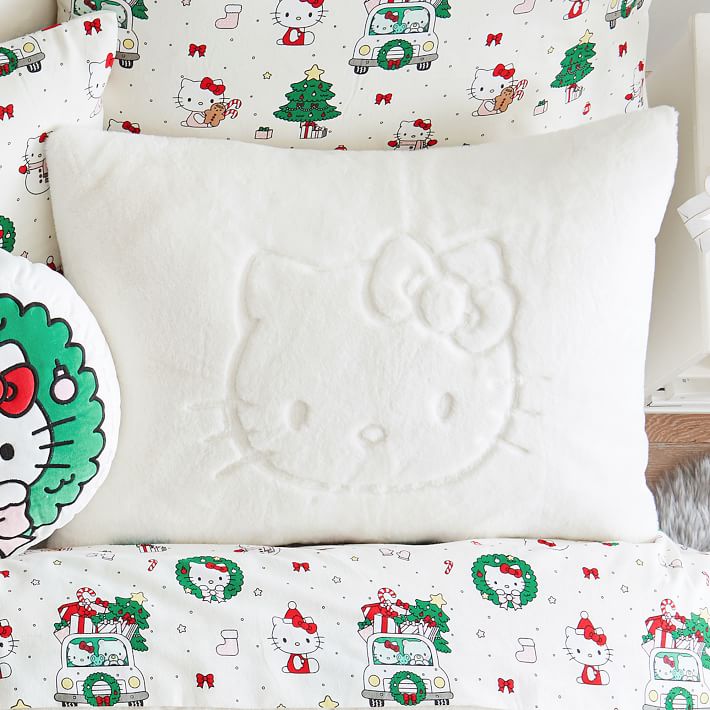 Hello Kitty® Christmas Organic Sheet Set | Pottery Barn Teen display picture 1