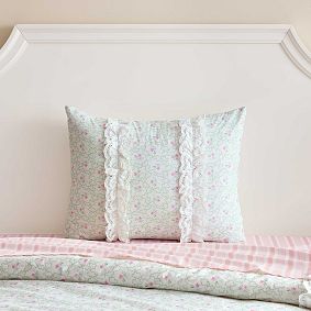 Open Box: Hill House Home Clematis Scallop Floral  Sham, Standard - Green