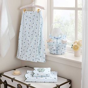 Hill House Home Clematis Scallop Shower Caddy &amp; Bath Linens Set