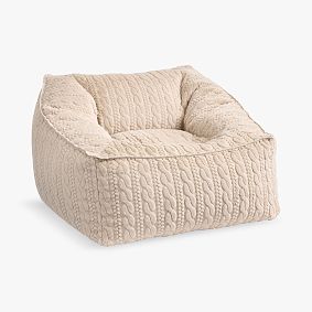 Large Cable Faux Fur Camel Modern Bean Bag Lounger