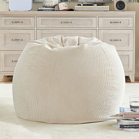 Large Corduroy Ivory Bean Bag Chair