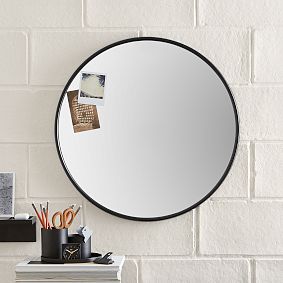 No Nails Round Metal Framed Mirror (24")
