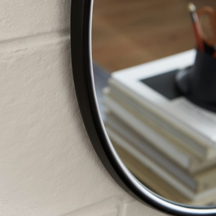 No Nails Round Metal Framed Mirror 24
