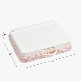 Adjustable Bunny Fur Lapdesk with Storage- Blush