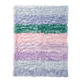 Jumbo Rainbow Faux-Fur Throw