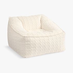 Large Cable Faux Fur Ivory Modern Bean Bag Lounger